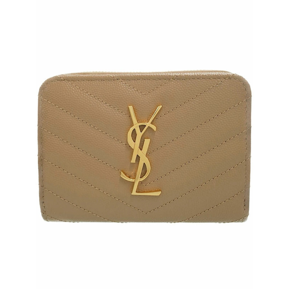 SAINT LAURENT Paris Monogram Compact Full Zip Wallet Bi fold Short